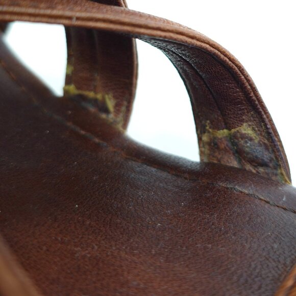 Miu Miu Women's Brown & Gold Jacquard Fabric & Leather Platform Wedge Sandals - Picture 10 of 11